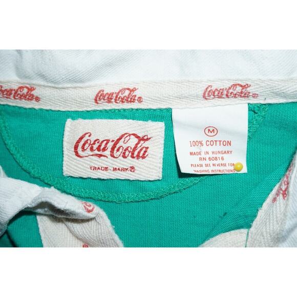 Vintage Coca-Cola Rugby Shirt Colorblock Polo Men’s Medium 90s Made in Hungary - Picture 3 of 4